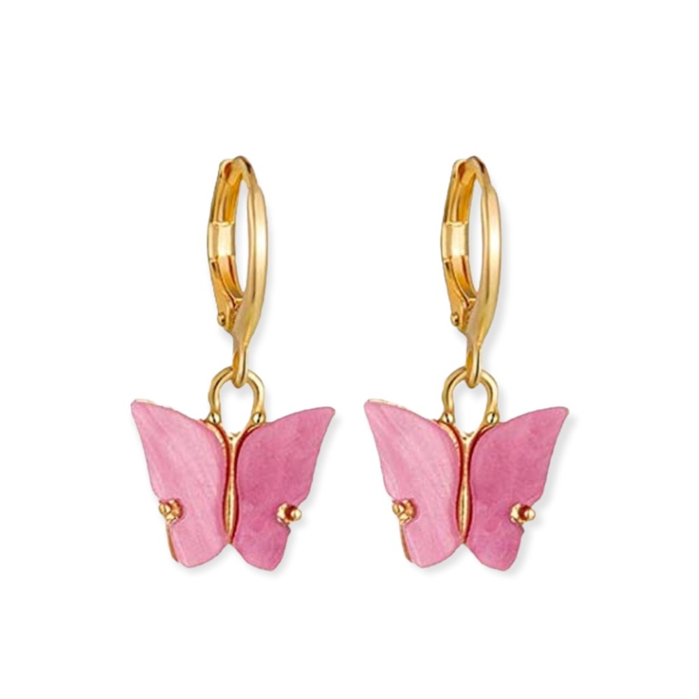 3/$15 Pink Acrylic Butterfly Huggie Earrings